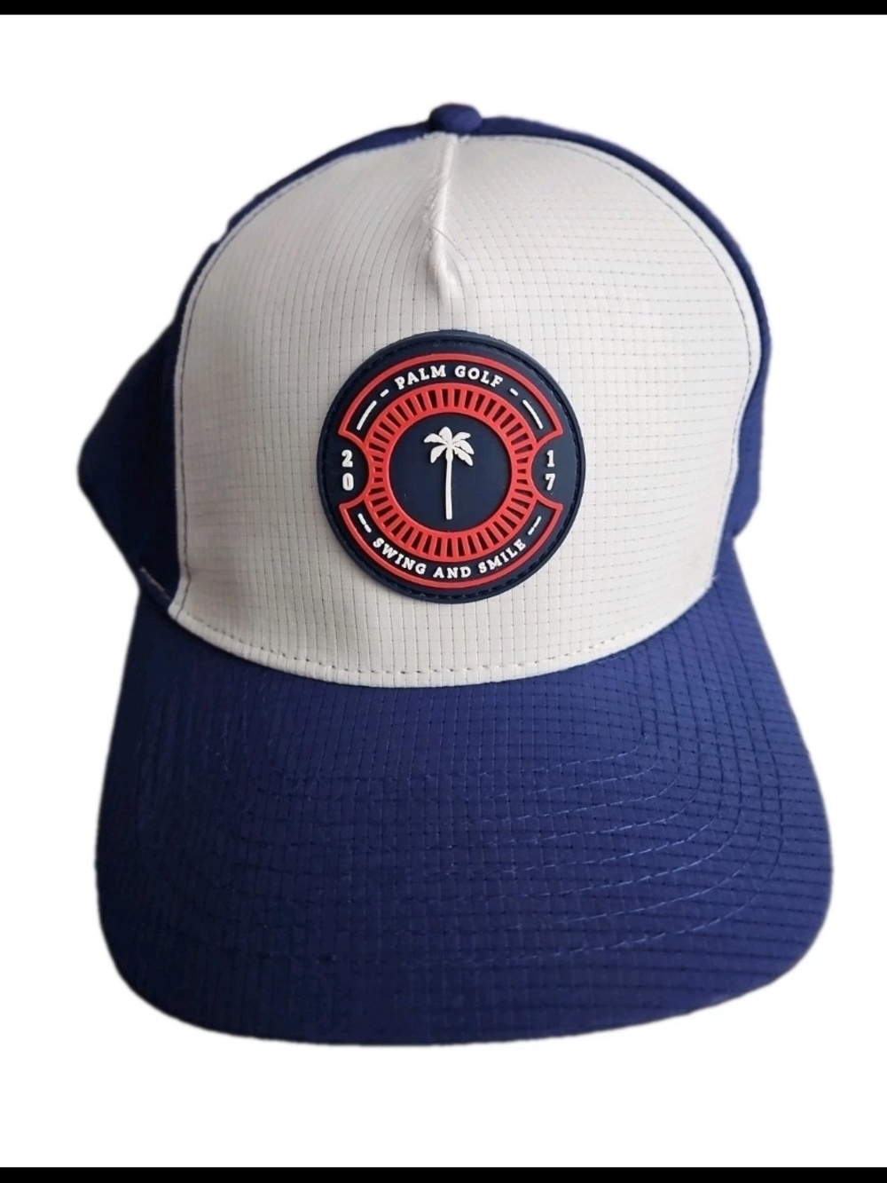 Palm Golf Co Local Performance Snapback Hat White Blue Huntington Beach Cap NWT